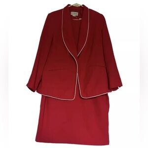 J.G. Hook Vintage Red Sleeveless Dress with Matching Jacket/Blazer Size 16W